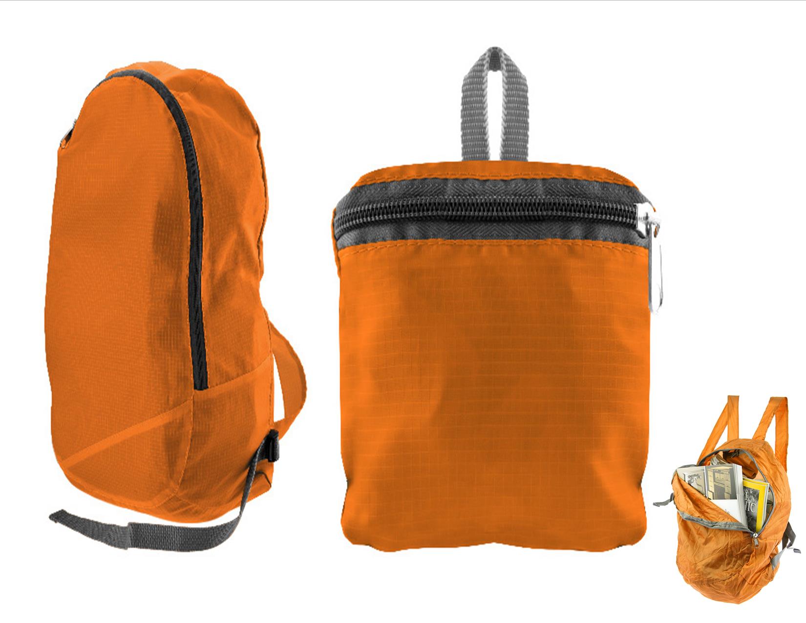 Orange Water Resistant Collapsible Backpack Zipper Pocket Inside eBay